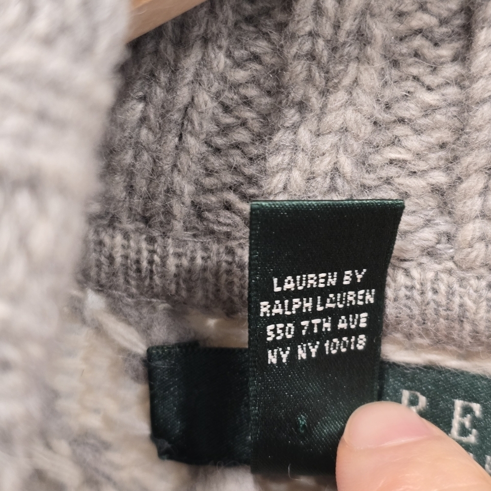 RALPH LAUREN WOOL Cardigan Grey Knit Southwestern Pattern Size M - Picture 6 of 13